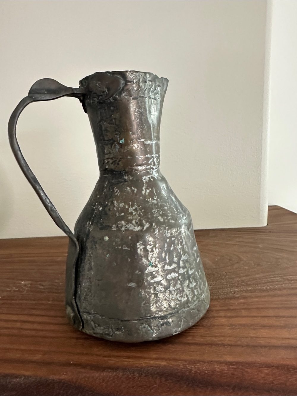 Antique 19th C Hand Hammered Copper Pitcher - Rustic Ottoman Balkan Jug